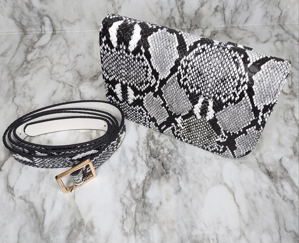 Black Snake Skin Belt Bag