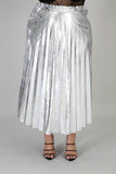 Silver metal pleated skirt