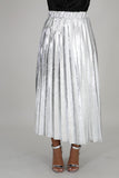 Silver metal pleated skirt